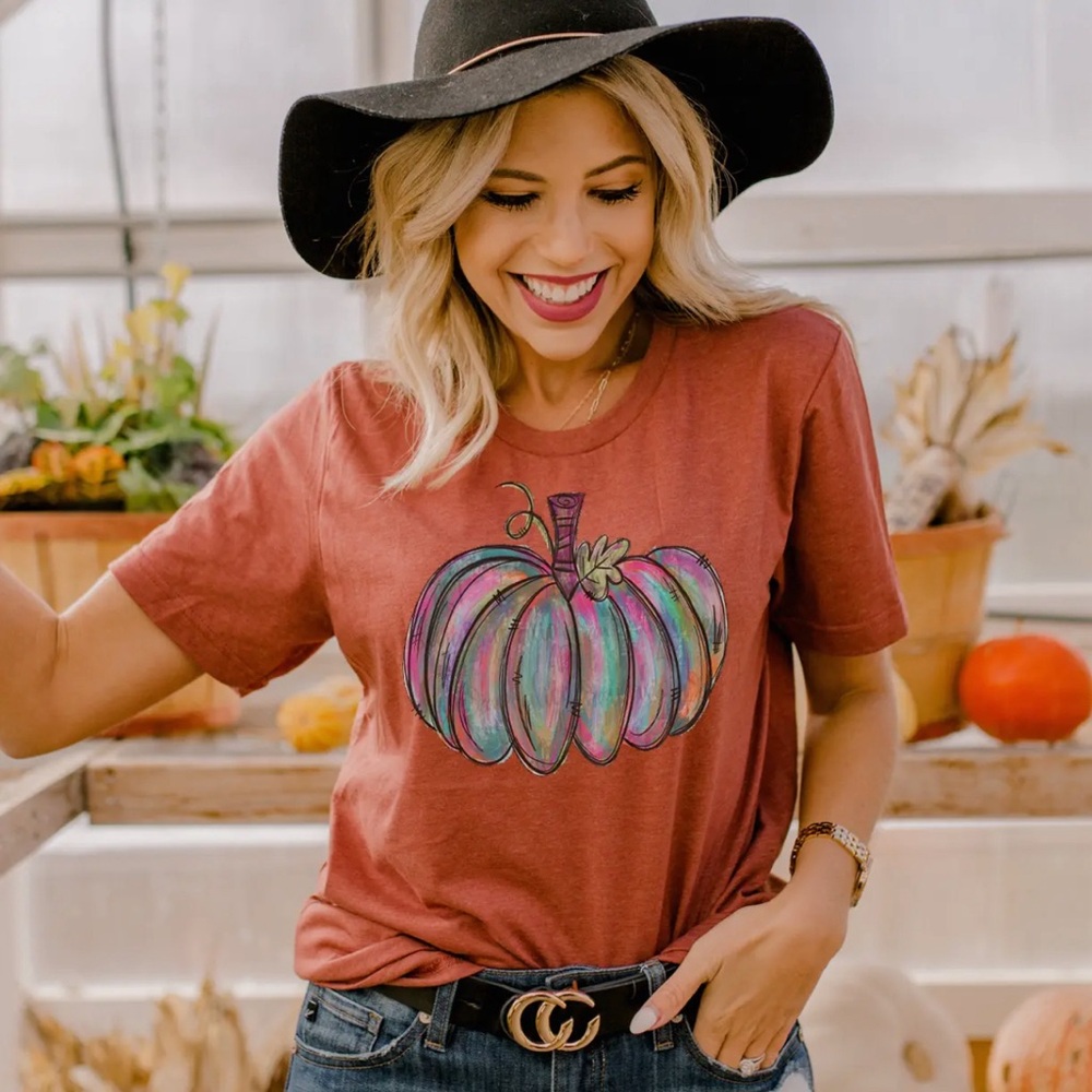 Brunt Sienna water colored pumpkin graphic tee